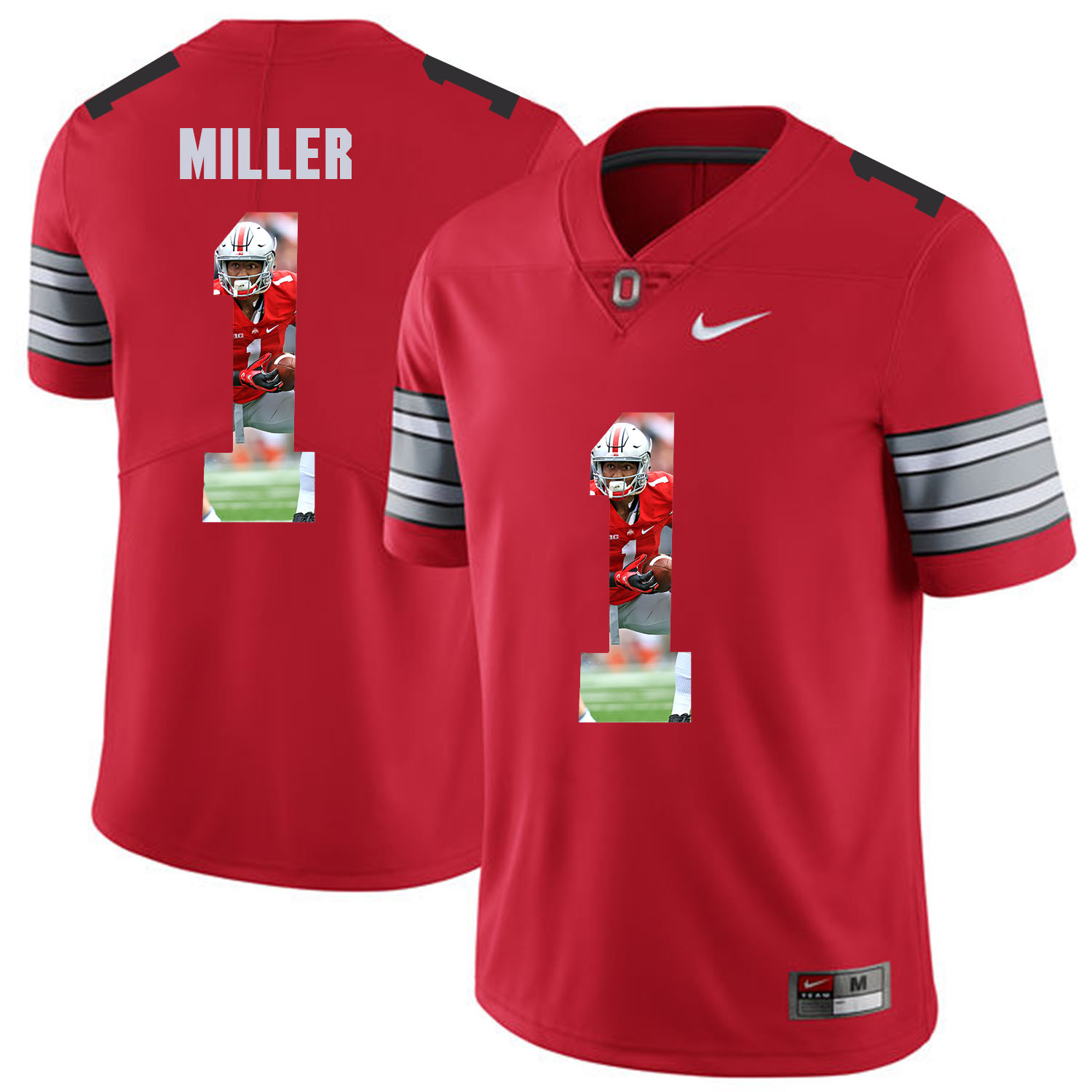 Men Ohio State #1 Miller Red Fashion Edition Customized NCAA Jerseys
